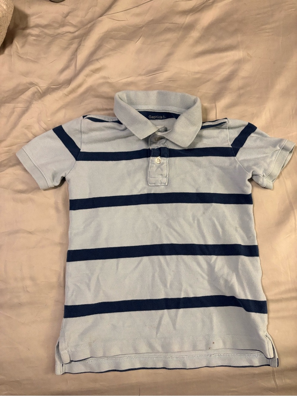 GAP Light Blue Polo with Navy Horizontal Stripes